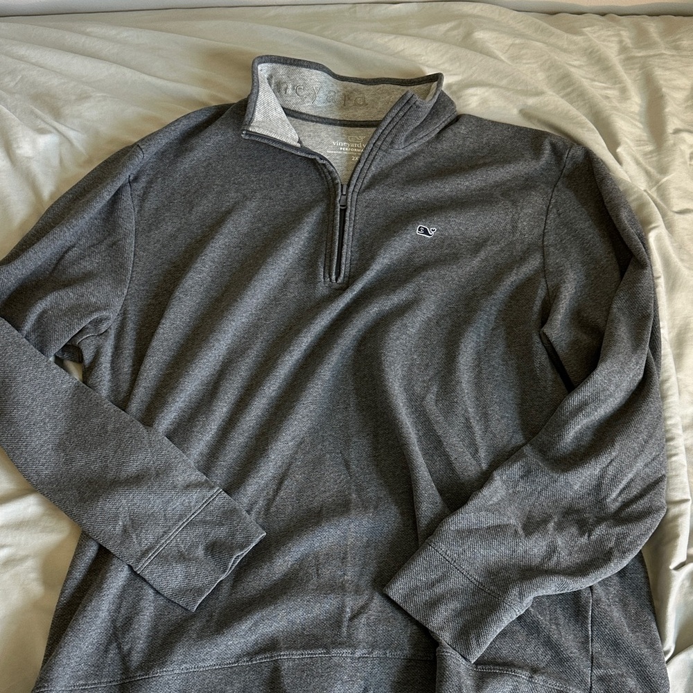 Vineyard Vines Charcoal Zip-Up Sweater